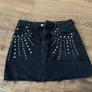 Top shop black jean skirt with metal buttons